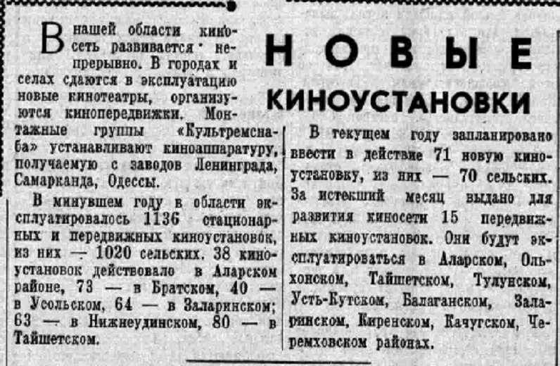 Новые киноустановки